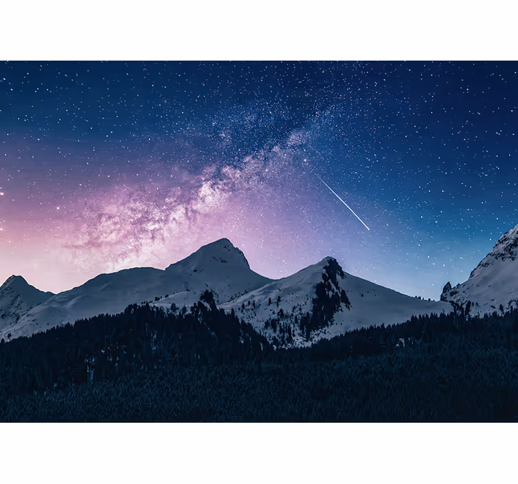 Tapisserie montagne nuit étoilée majestueuse - TenStickers