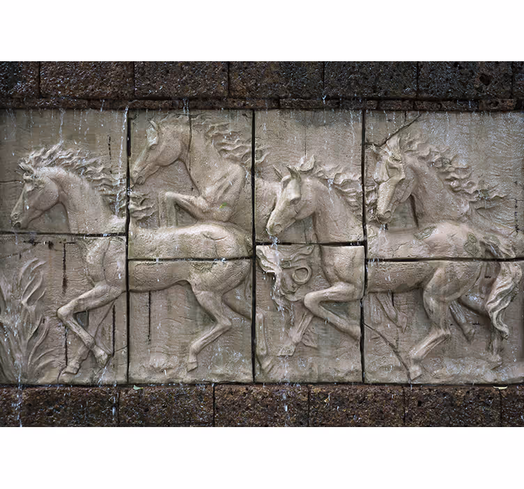 Tapisserie animaux chevaux au galop en relief - TenStickers