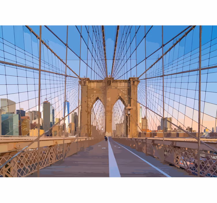 Tapisserie villes et pays vue sur le pont de brooklyn - TenStickers