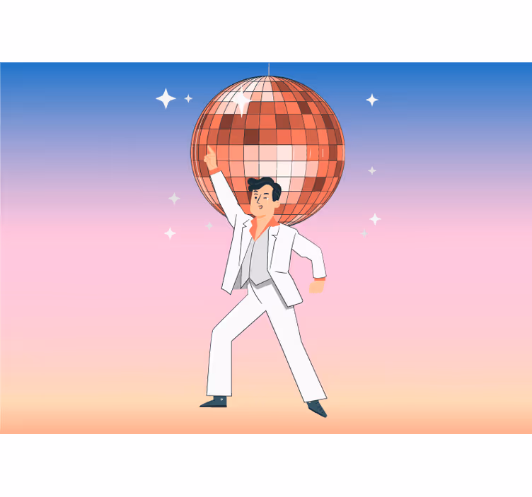 Tapisserie musique homme dansant disco - TenStickers