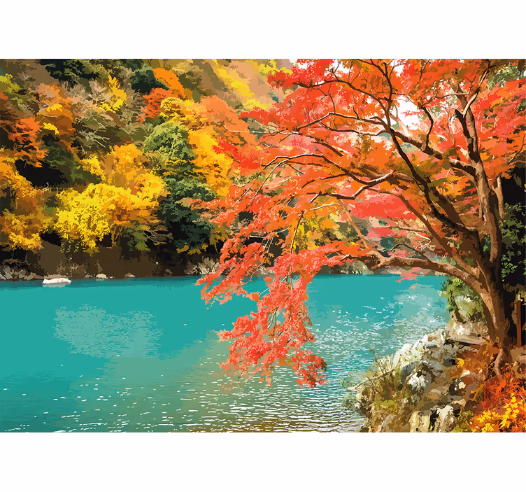 Tapisserie nature paysage automnal vivant - TenStickers