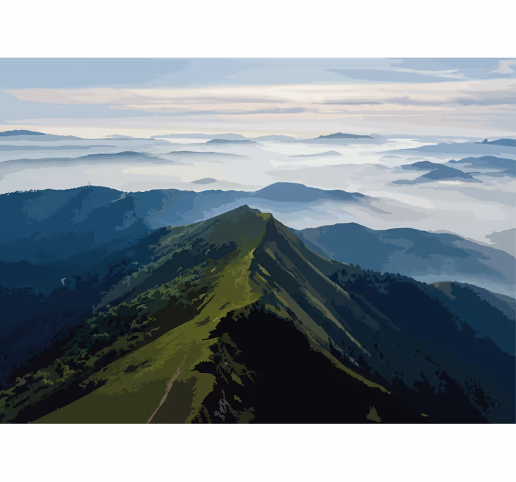 Tapisserie paysage vue sur la chaîne de montagnes - TenStickers