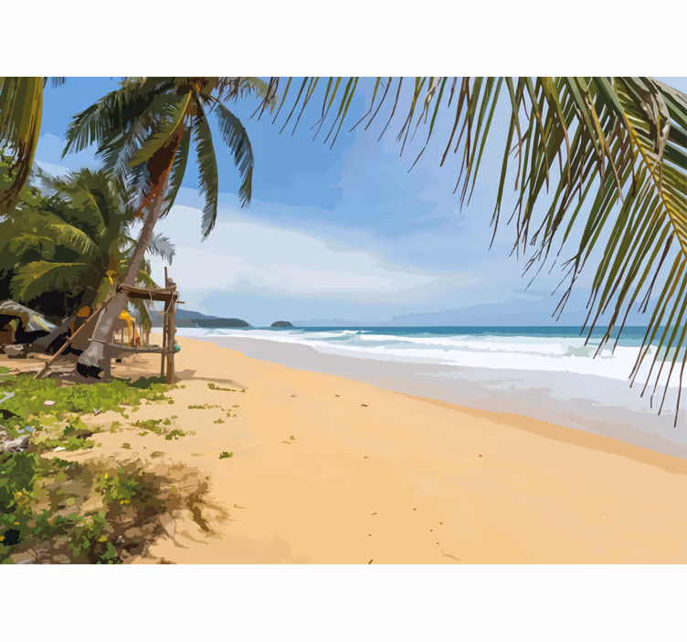 Tapisserie paysage vue sur la côte tropicale - TenStickers