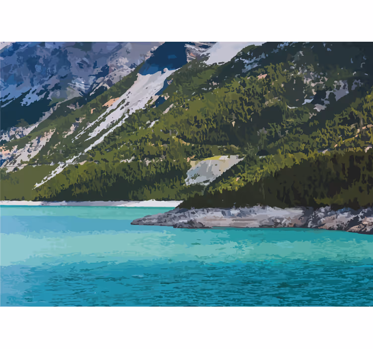 Tapisserie paysage lac de montagne sérénité - TenStickers