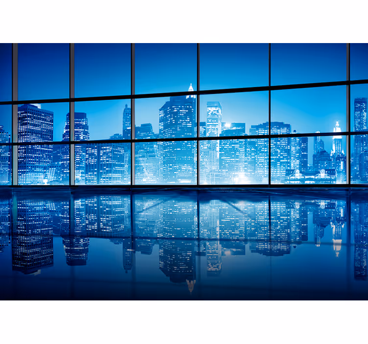 Tapisserie villes et pays reflet de paysage urbain - TenStickers