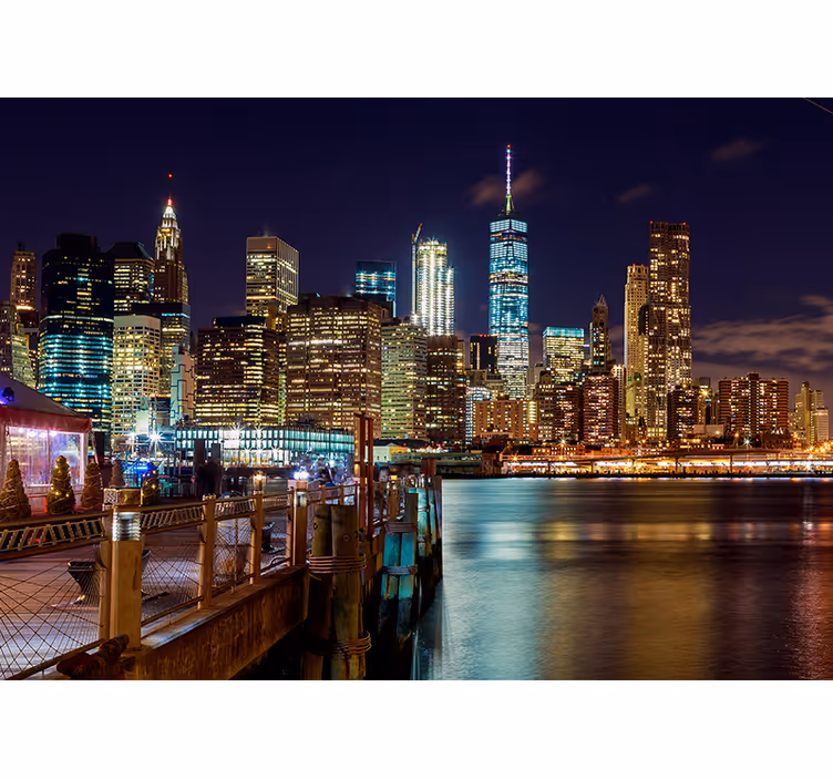 Tapisserie new york paysage urbain nocturne - TenStickers