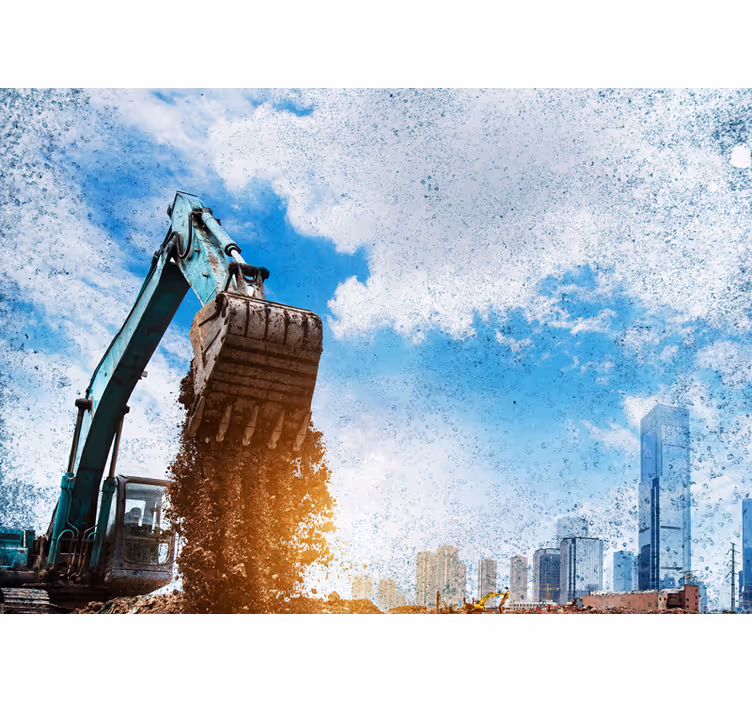 Tapisserie villes et pays machine de construction - TenStickers