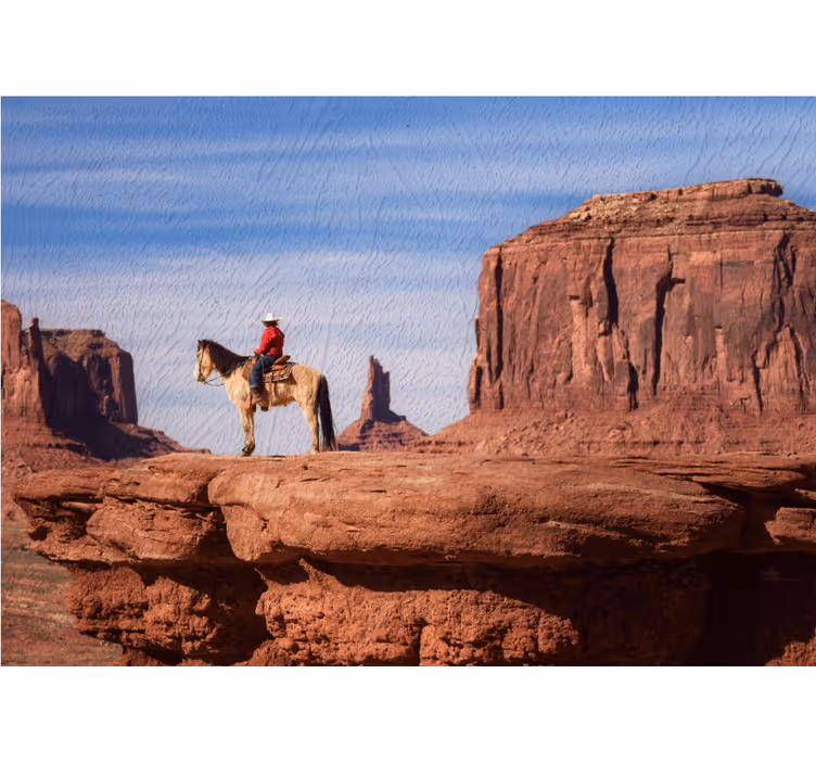 Tapisserie paysage cavalier sur cheval - TenStickers
