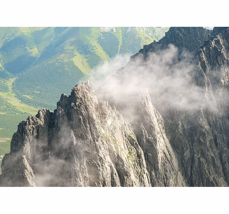 Tapisserie paysage chaînes de montagnes verdoyantes - TenStickers