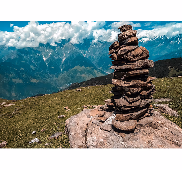 Tapisserie montagne formation de pierres empilées - TenStickers