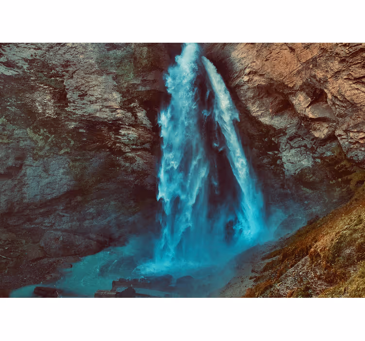 Tapisserie montagne perspective grande cascade - TenStickers
