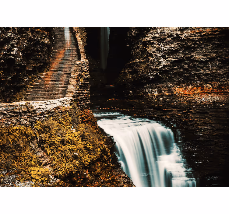 Tapisserie paysage vue de cascade en mouvement - TenStickers
