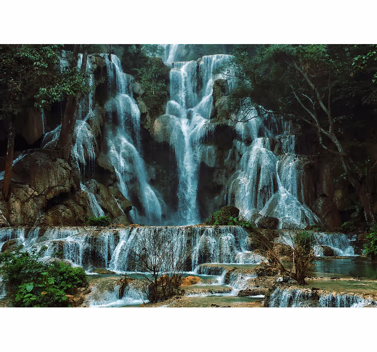 Tapisserie montagne affichage de cascade majestueuse - TenStickers