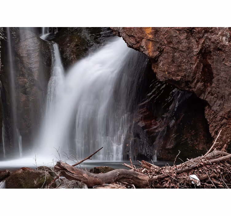 Tapisserie cascade perspective de grande chute d'eau - TenStickers