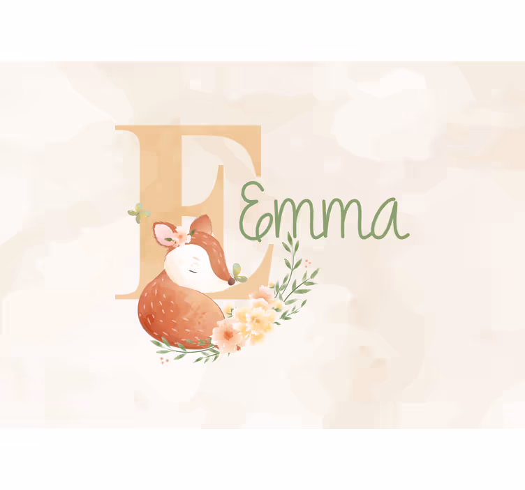 Tapisserie chambre enfant design renard personnalisé - TenStickers
