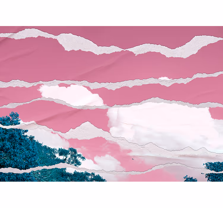 Tapisserie abstraite couches nuage déchirées - TenStickers
