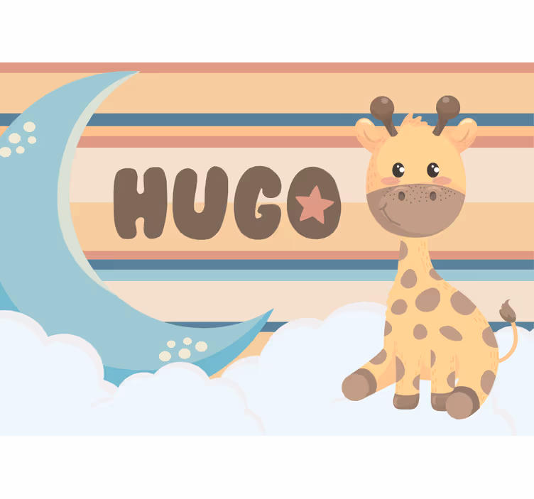 Tapisserie chambre enfant illustration girafe adorable - TenStickers