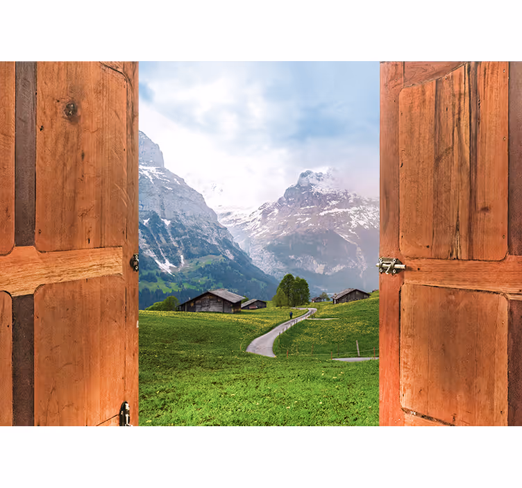 Tapisserie paysage vue sur les montagnes - TenStickers