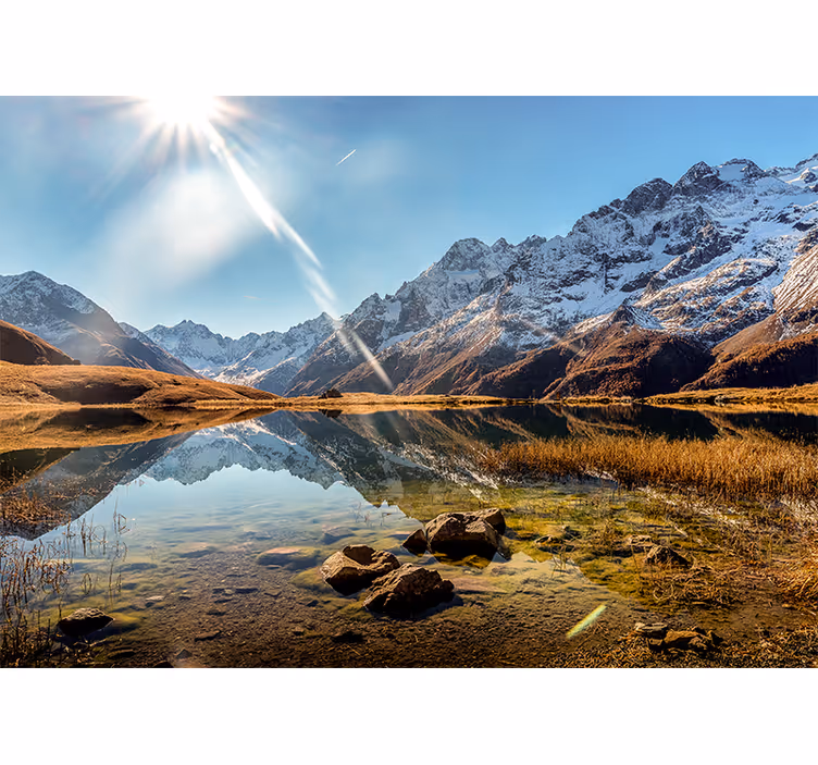 Tapisserie paysage reflet du lac de montagne - TenStickers