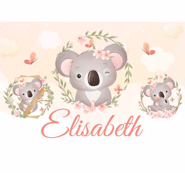 Tapisserie personnalisable joie de la famille koala - TenStickers