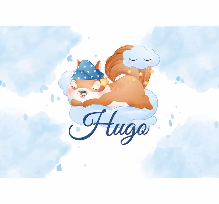 Tapisserie pour chambre bébé rêves de petit écureuil - TenStickers