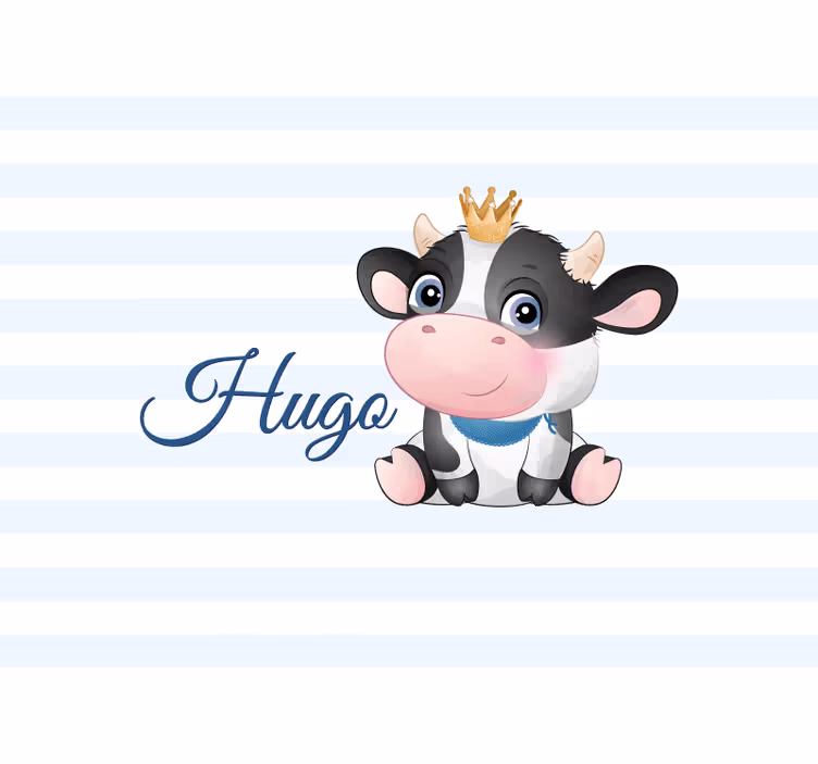 Tapisserie personnalisée vache mignonne en dessin animé - TenStickers