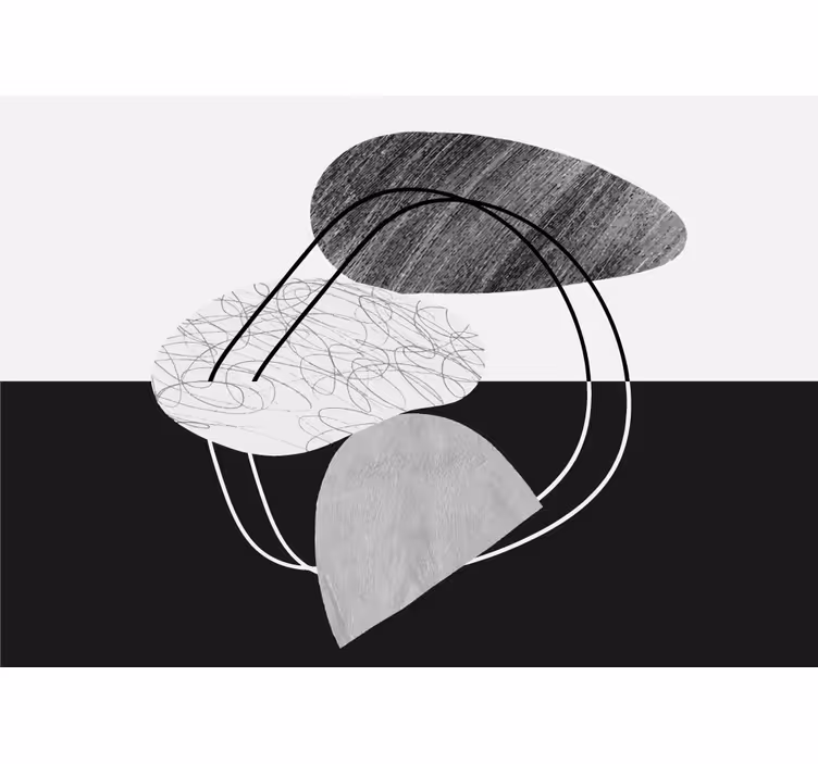 Tapisserie abstraite formes géométriques monochromes - TenStickers