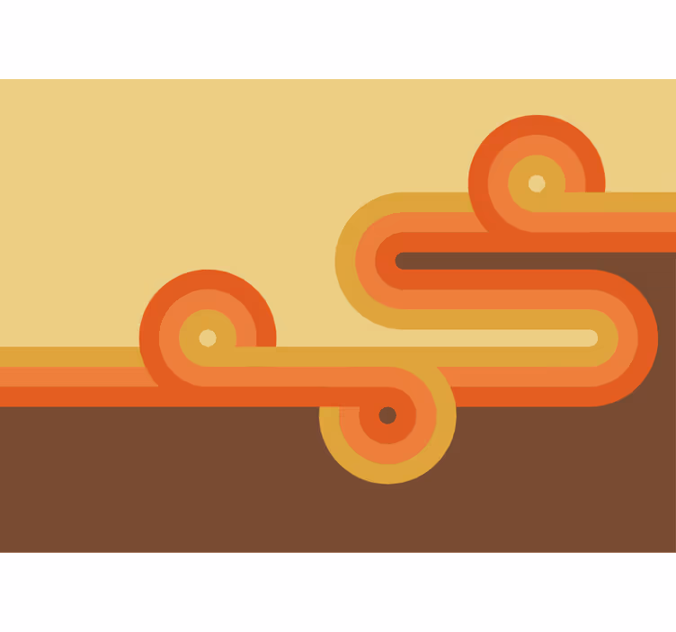 Tapisserie abstraite lignes oranges courbes - TenStickers
