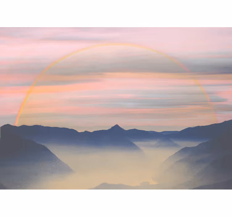 Tapisserie paysage scène arc-en-ciel en montagne - TenStickers