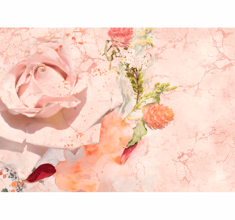 Tapisserie fleur rose romantique en pink - TenStickers