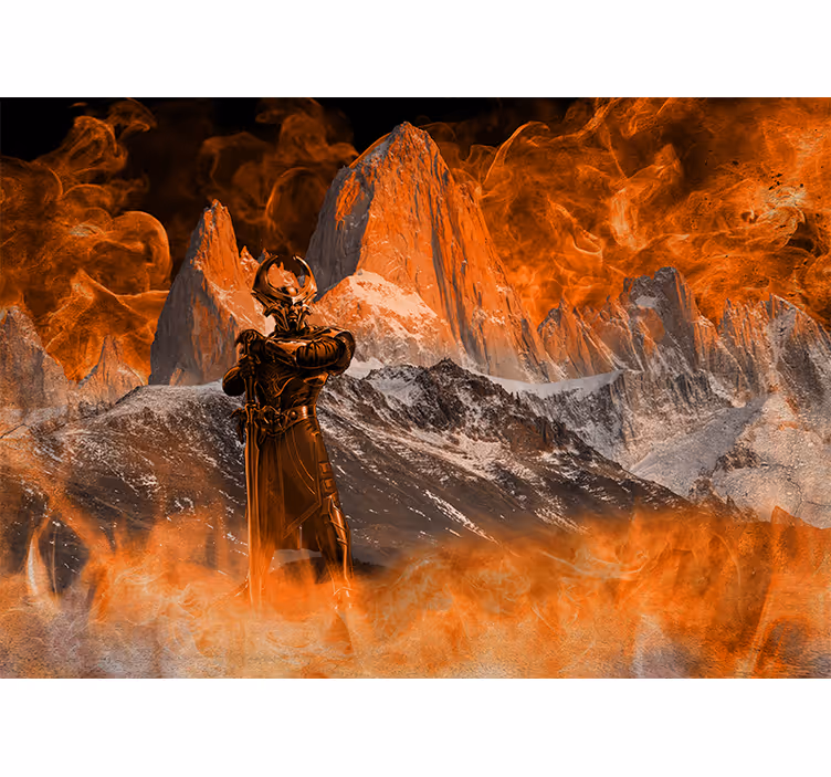 Tapisserie fantaisie paysage flamboyant dramatique - TenStickers