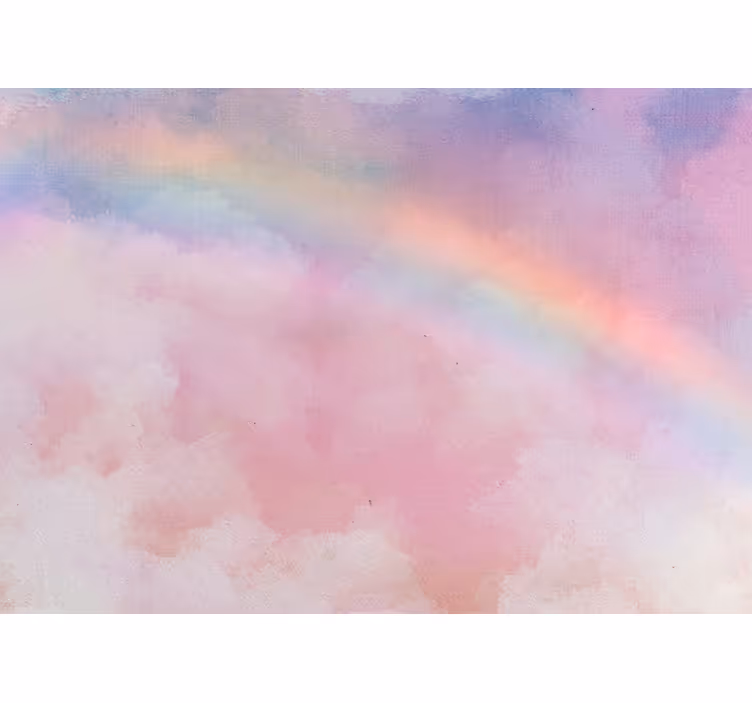 Papier peint chambre bébé arc-en-ciel en nuages roses - TenStickers