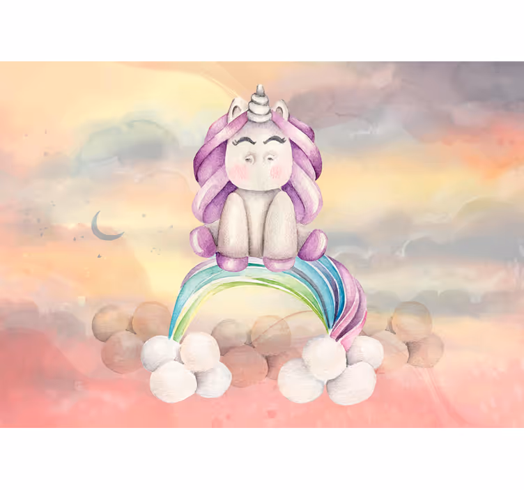 Tapisserie fantaisie licorne mignonne arc-en-ciel - TenStickers