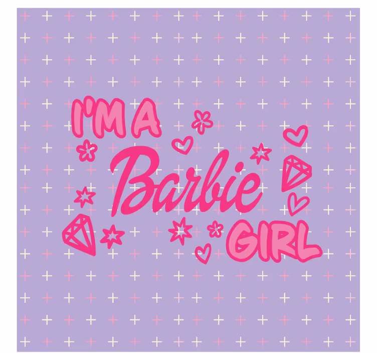 Tapisserie phrase je suis une fille barbie - TenStickers