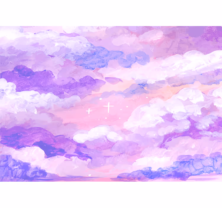 Tapisserie ciel nuages doux violets - TenStickers