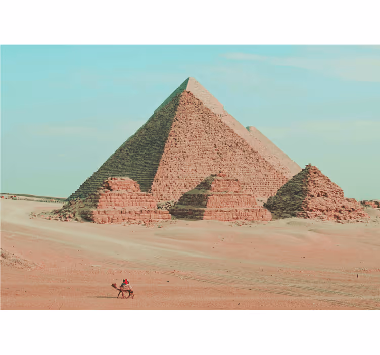 Tapisserie villes et pays pyramides et chameaux - TenStickers