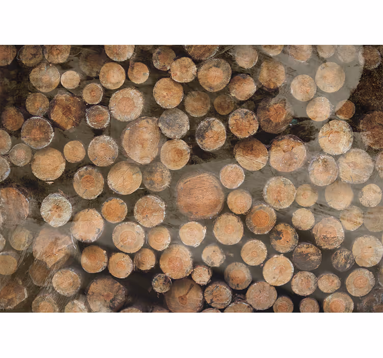 Tapisserie textures et motifs arrangement de rondins - TenStickers