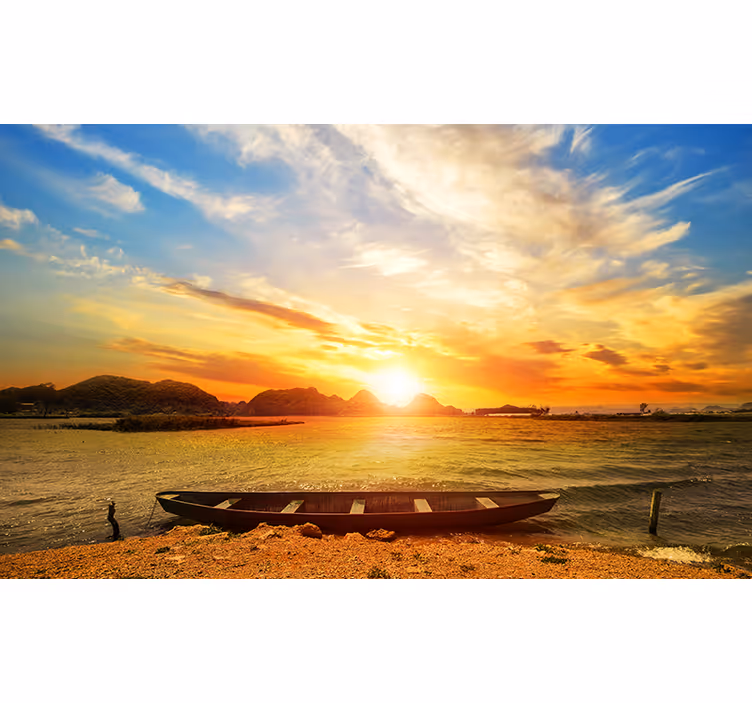 Tapisserie paysage réflexion de coucher de soleil serein - TenStickers