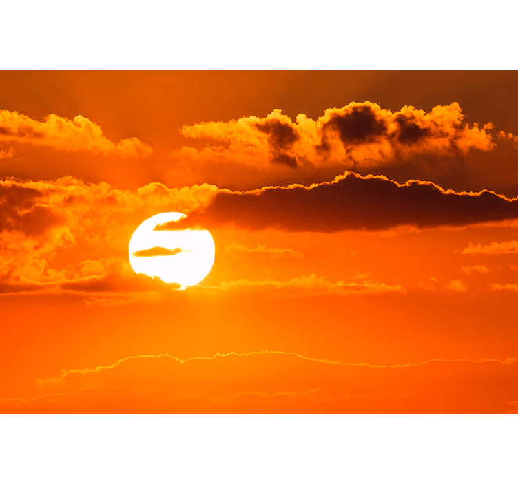 Tapisserie ciel coucher de soleil sur les nuages - TenStickers