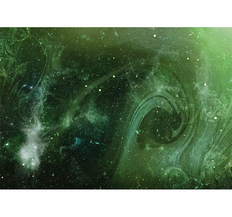 Tapisserie espace tourbillon vert cosmique - TenStickers