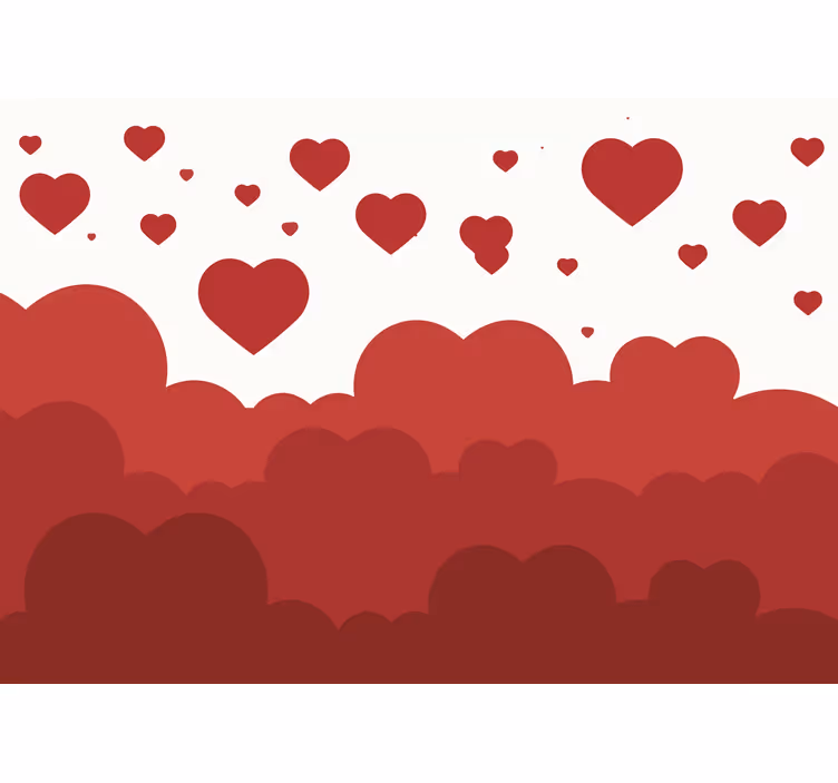 Tapisserie amour nuages en cœur flottants - TenStickers