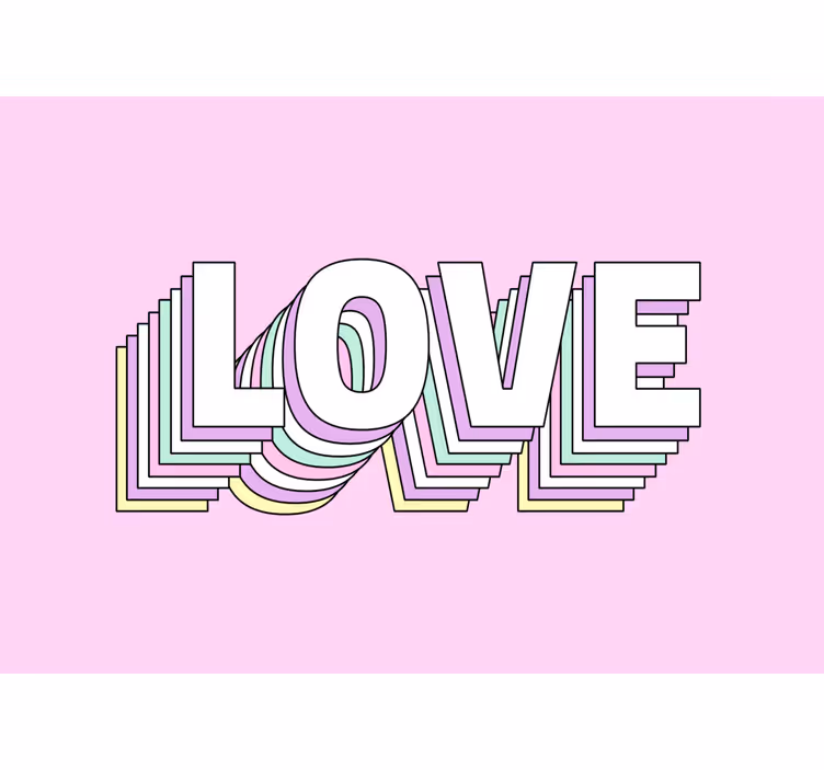 Tapisserie amour typographie stylisée - TenStickers