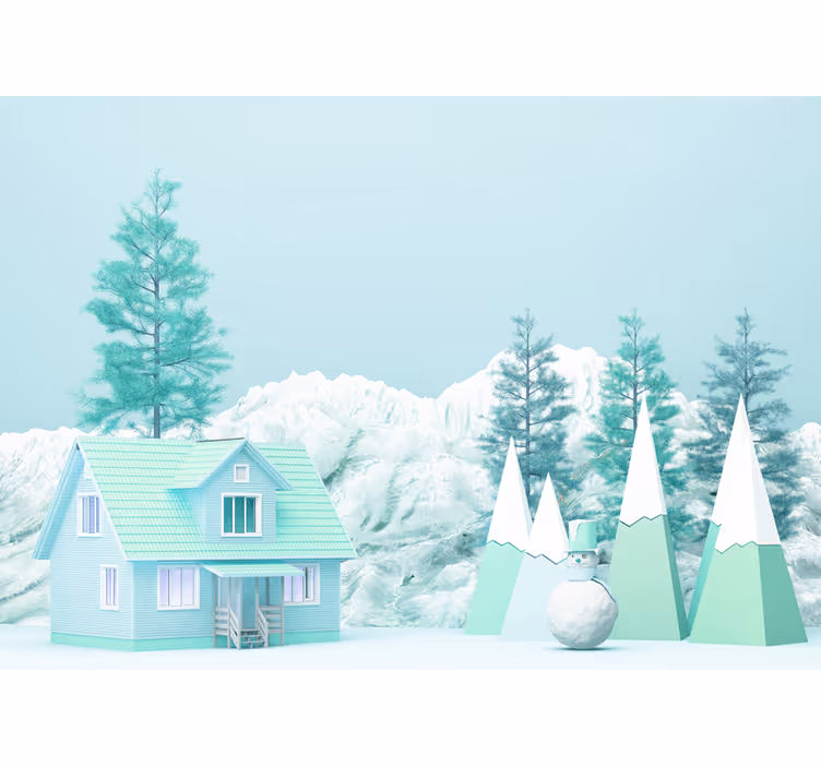Tapisserie nature scène de paysage d'hiver - TenStickers
