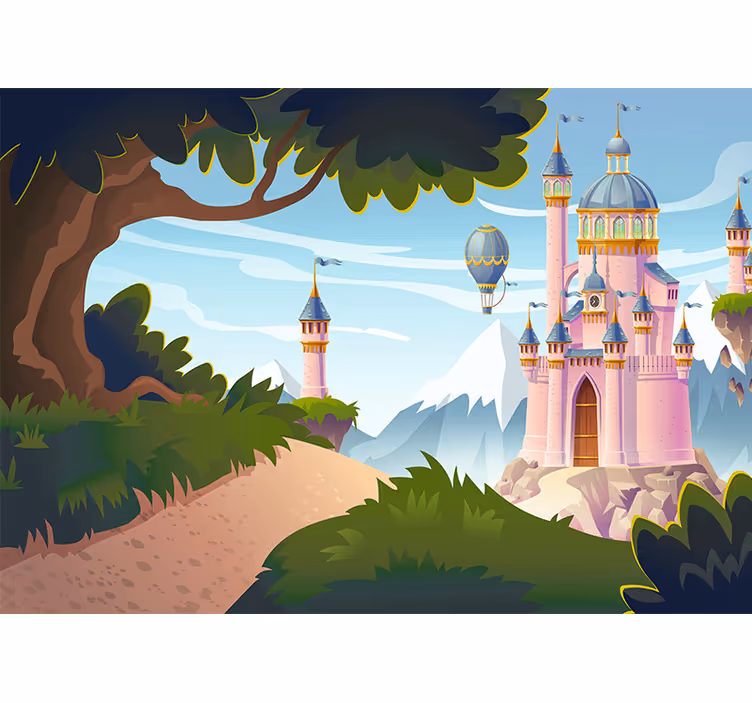 Tapisserie fantaisie scène d'aventure au château - TenStickers