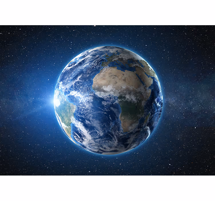 Tapisserie carte du monde vue de la terre depuis l'orbite - TenStickers