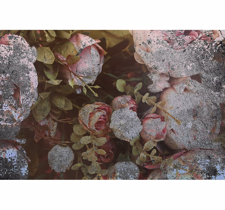 Tapisserie fleur roses et feuilles - TenStickers