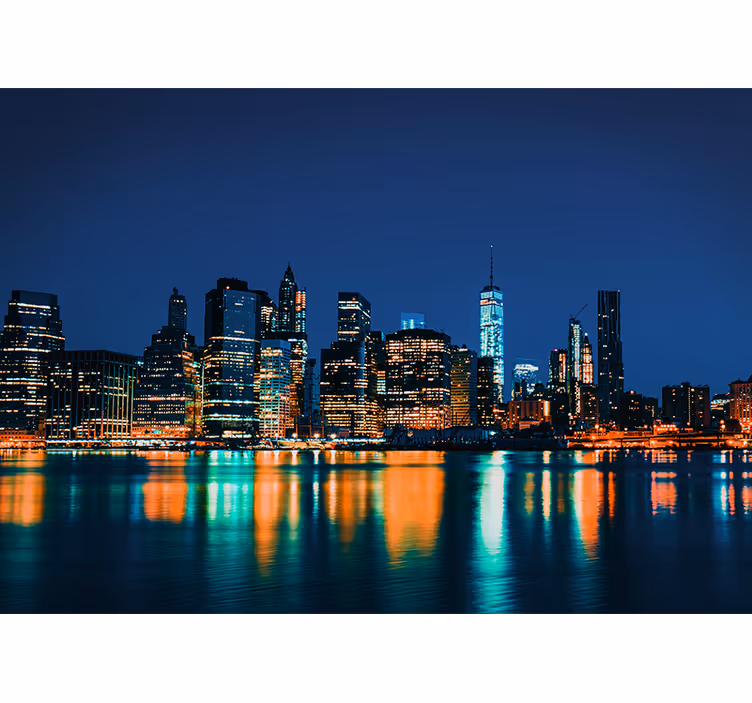Tapisserie new york skyline de nuit - TenStickers