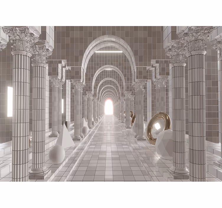 Tapisserie abstraite design de couloir architectural - TenStickers