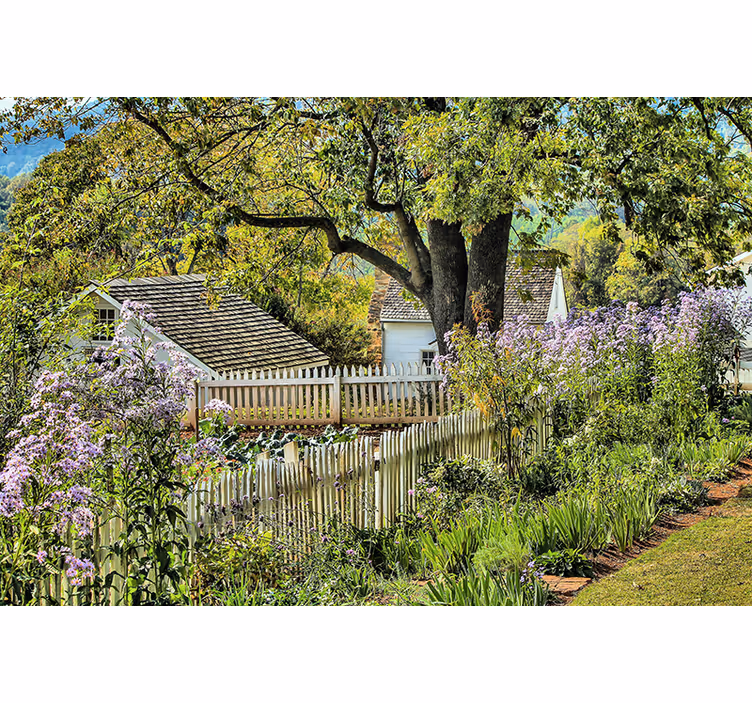 Tapisserie paysage vue de jardin serein - TenStickers