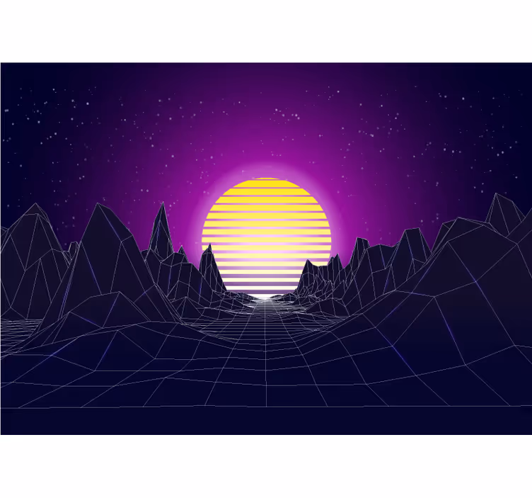 Tapisserie abstraite coucher de soleil géométrique - TenStickers